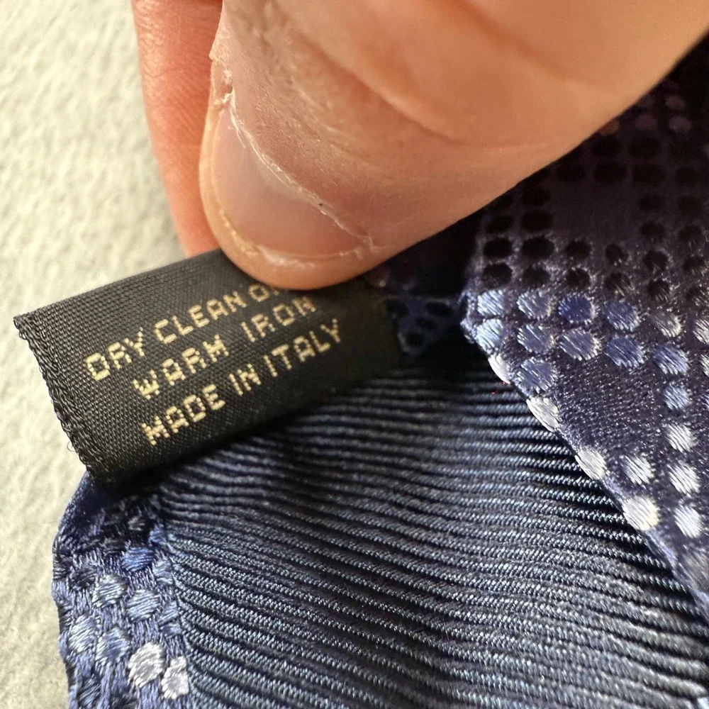 Ermenegildo Zegna Tie Mens Necktie Blue Geometric Squares Silk‎ Italy Made 58x4